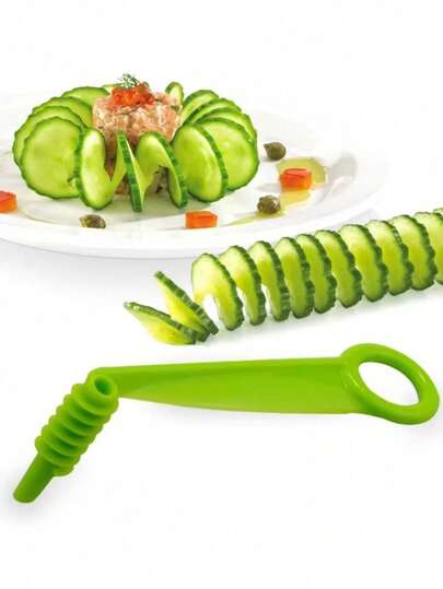 Multifunctional Spiral Potato Slicer And Cucumber Cutter - Manual Kitchen Tool For Barbecue And Home Use. This Multifunctional Fruit And Vegetable Shredder Has A Rotating Cutting Mechanism And Wavy Blades, Making It An Ideal Kitchen Gadget For Salad Preparation. This Innovative Household Vegetable Shredder Can Cut Cucumbers, Carrots And Potatoes.
