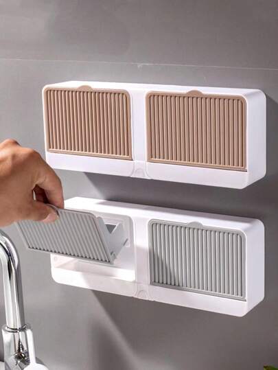 1 chiếc kệ đựng đồ đa năng cho phòng tắm, kệ treo tường không cần khoan, hộp đựng đồ hai ngăn, khay đựng xà phòng, phụ kiện phòng tắm chống thấm nước, trang trí nhà cửa, trang trí mùa thu, trang trí mùa tựu trường.