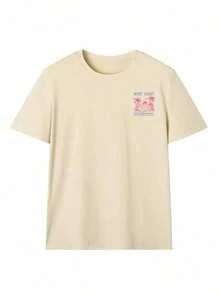 Summer Tops Mother's DayWomen's New Summer Casual Round Neck Short Sleeve T-Shirt, Simple Versatile Palm Tree Slogan Print, Suitable For Daily Wear. Graphic Tee, Women's T-Shirt Top Vacation.Loose And Comfortablesummer Clothes Easter - 粉色 - 查看 9