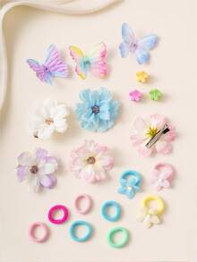 463件/套 多彩蝴蝶结发夹，可爱卡通蝴蝶发夹，花朵发饰，时尚简约发圈，发绳和弹力发带，经久耐用，呵护秀发，是送给女孩的最佳礼物，适合开学季 - 混合色 - 查看 4