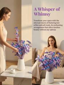 1/3/6 Stück lila künstliche Schmetterlings-Blumen, Schmetterlinge und Federn, 4 realistische 3D-Schmetterlinge, Heimdekoration geeignet für Vasen, Blumenarrangements, Hochzeit, Zuhause, Büro, Party-Dekoration, Muttertags-Geschenk - Verschiedenfarbig - Übersicht 5