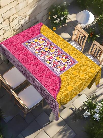 1件农舍风格桌布，防水露营桌布，花卉图案桌布，适合户外、派对、婚礼、晚餐、露台聚会、厨房纺织品、节日场合，是完美的礼物之选。