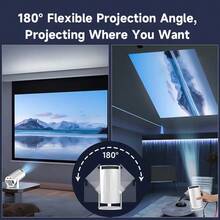 GAWFOLK XBJ Portable Projector 4K, 1080P HD Home Cinema Electronic Projector, Built-In Speaker, Auto Keystone & 180° Rotation, Projector For Movies, Gaming, Office, Kids Learning, Camping & Back To School - UK Plug(220-240V) - View 4