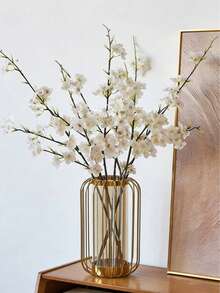 1 pieza Rama artificial de flor de ciruelo, flor artificial de 29.5 pulgadas de largo, tallo de flor, accesorio decorativo de escritorio, decoración para el hogar, boda, fiesta y regalo del Día de San Valentín - Blanco - Ver 2