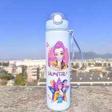 Hasbro Juego de botellas de agua deportivas con patrón de dibujos animados lindos de fanáticos de K-POP - Con pajita - Adecuado para merchandising de fans, hidratación diaria y regalos de cumpleaños de fans de K-POP - Multicolor - Ver 6