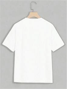 Conjunto de 3 piezas informal y minimalista para mujer con estampado de mariposa y flor, camiseta de cuello redondo, manga corta y cropped para verano - Blanco - Ver 3