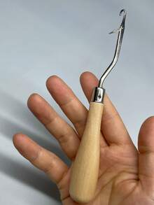 Bộ 3 kim móc cán tre và gỗ, kim móc dùng để nối tóc giả, dụng cụ nối tóc giả, kim móc sửa chữa thảm, bán sỉ - Móc lưỡi - Xem 4