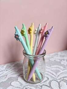 Cute Flower-Printed Neutral Pen Macaron-Colored Smooth Practice Pen Student Exam Writing Tool - Flower Pen - View 7