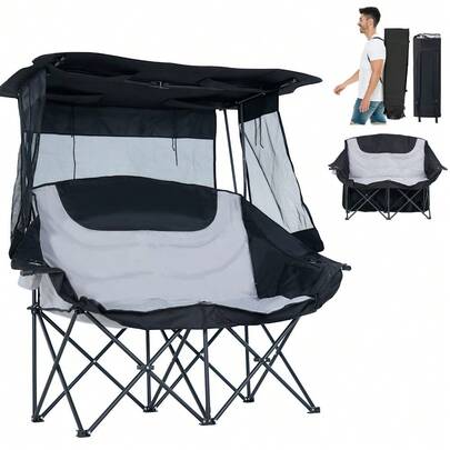 SLSY Double Beach Chairs With Umbrella Folding Camping Chair W Canopy Oversized