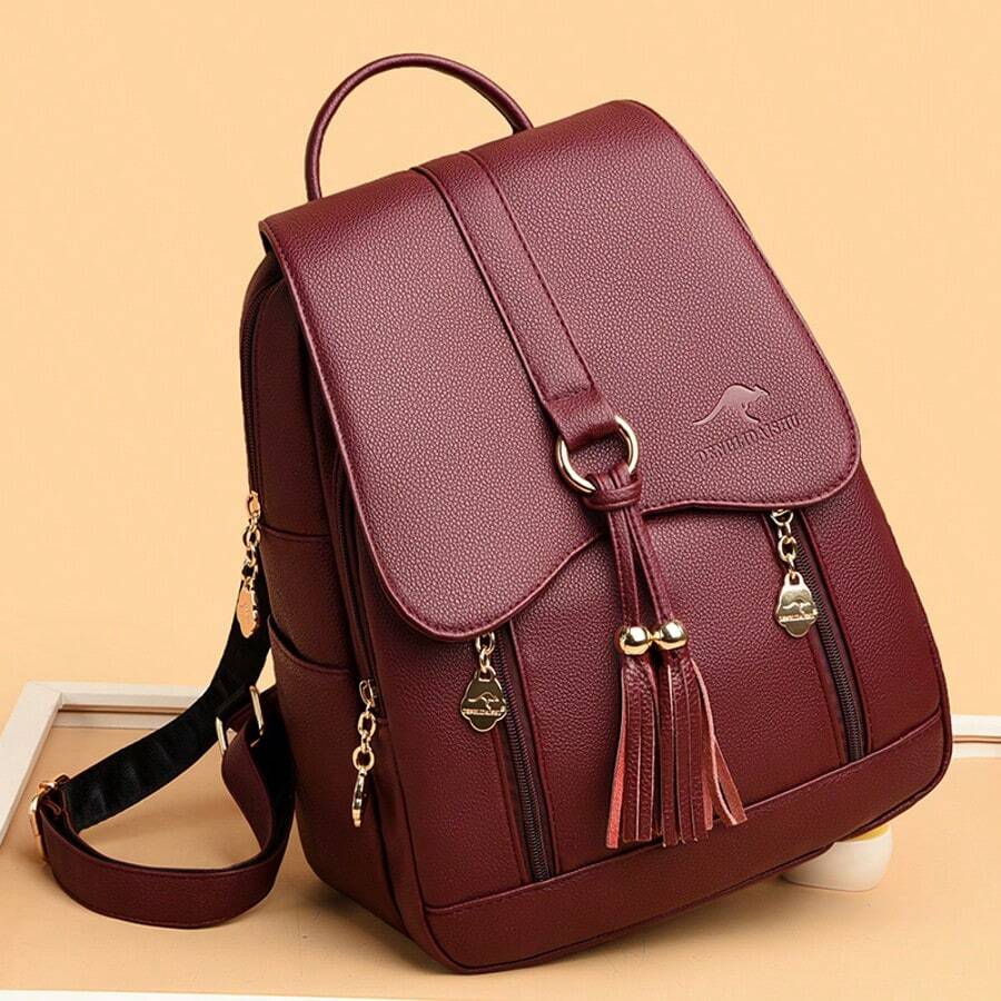 Mochila de mujer de moda 2026, de gran capacidad y versátil, casual, para mamá, de viaje y de uso diario - Burdeos - Ver 1