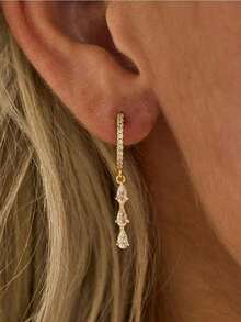 1Pair Dangle Earrings For Women, Preppy Stocking Stuffers For Women Christmas Gifts Dainty Gold Earrings Drop Earrings For Women Hypoallergenic Long Gold Huggie Hoop Earring Small Formal Prom Earring Waterproof Fashion Women Jewelry Hypoallergenic Waterproof Long Gold Huggie Hoop Design, Dainty Small Formal Prom Jewelry, Perfect Preppy Stocking Stuffers Christmas Gift, Daily Wear Party Date Night Accessory - 金子 - 查看 10