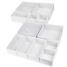 3/6/9 pièces Boîtes de rangement de style tiroir en tissu blanc, bacs de rangement pliables de tailles multiples pour sous-vêtements, chaussettes, vêtements et accessoires pour bébés, convient pour la chambre, le placard, la coiffeuse - Blanc - Voir 4