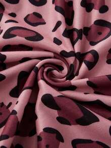 Celana Panjang Lurus Longgar Motif Leopard dengan Pita untuk Wanita, Set 3 Potong Klasik Minimalis Kasual Modis Musim Semi/Panas - MultiWarna - View 5