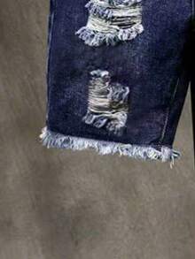 男童做旧时尚牛仔短裤，夏季假期 - 藍色 - 查看 4