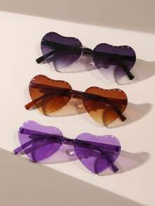 3 Pairs Summer Casual Heart-Shaped Fashion Glasses For Men And Women, Daily Wear & Holiday Decoration - Multicolor - View 5