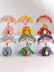 Árbol de bonsái de cristal de piedras preciosas - Buena suerte y sanación para el hogar y el escritorio - Mostaza Amarilla - Ver 2