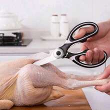 1pc Stainless Steel Heavy Duty Poultry Shears, Multifunctional Kitchen Food Scissors - Multicolor - View 3