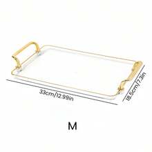 Khay đựng bánh bằng acrylic trong suốt với viền và tay cầm mạ vàng, khay trưng bày cocktail và đồ ăn nhẹ, kiểu dáng Ins Style. - Xem 8