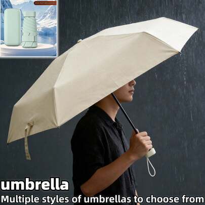 1把带雨帽的雨伞，防水便携旅行伞，遮阳伞，女士防紫外线伞，可折叠便携口袋伞，雨具，折叠伞，迷你口袋阳伞，雨伞，雨具，高品质小雨伞，晴雨两用，防晒防雨二合一
