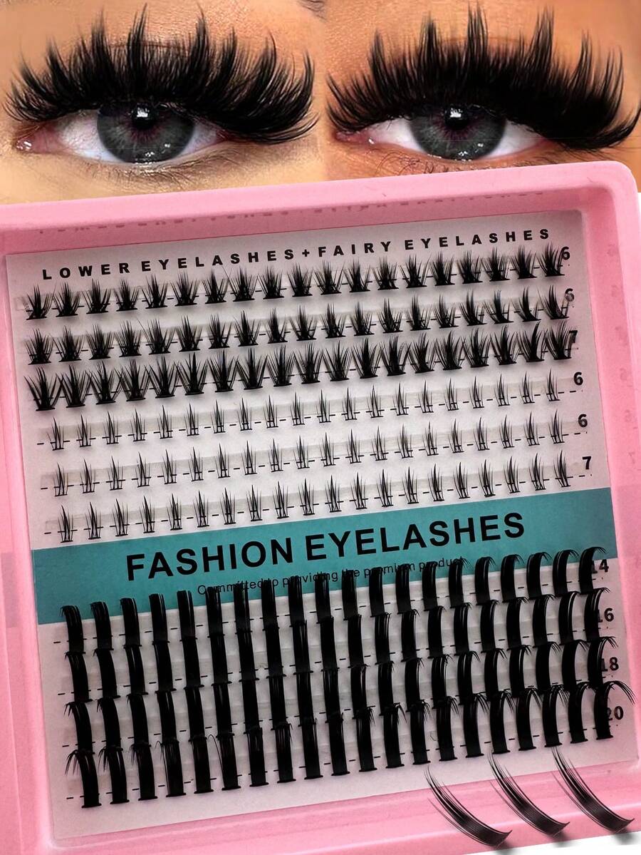 Extensiones de pestañas en racimos para la parte inferior de las pestañas, estilo manga, con pestañas individuales en forma de punta, pestañas individuales para la parte inferior de las pestañas, pestañas finas y naturales, banda natural, 217 piezas de extensiones de pestañas inferiores por Calphdiar