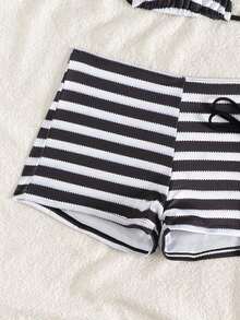 3pcs/Set Women Striped Print Halter Bikini Set With Briefs, Summer Vacation Beach - Multicolor - View 12