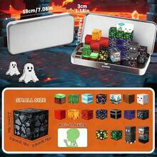 40pcs Magnetic Building Blocks Toy Set, Includes Fun Character Cubes - Lava Adventure Theme To Unleash Endless Imagination, Comes With Portable Iron Box, STEM Sensory Educational Toy, Creative Birthday & Holiday Gift For Boys & Girls 3+ Years Old - Multicolor - View 6