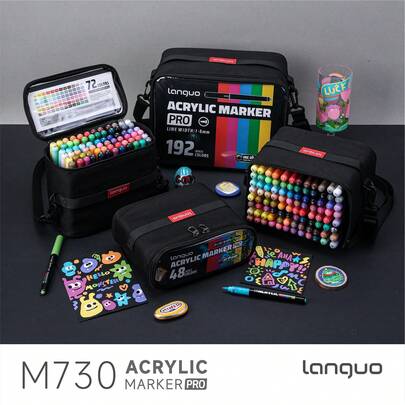 1 Set 48-192 Colors Alcohol-Based Marker Pens, Upgraded Ink With Strong Coloring Power And Coverage, Suitable For Painting On Multiple Materials, Comes With Fabric Storage Bag For Easy Carrying