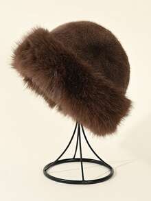 1/2 chiếc mũ công chúa giả lông thú dành cho nữ, mũ xô dày vành rộng, mũ mùa đông thanh lịch. - Nhiều màu - Xem 7