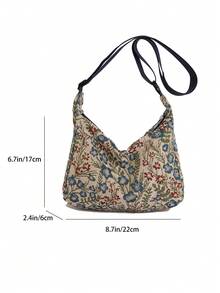 Túi xách cỡ lớn đựng bánh bao, túi nữ 2025, túi đeo vai bằng vải canvas kẻ sọc kiểu retro, túi đeo chéo phong cách nước ngoài. - Màu xanh lam - Xem 2