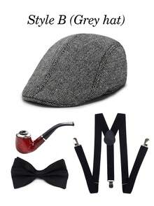 4 Stück D EXCEED 1920er Jahre Vintage Accessoire Set für Herren mit Barett, Fliege, Hosenträger für Theateraufführungen, 1920er Jahre Vintage Party, Cosplay, Valentinstag Geschenk, Themenparty - Verschiedenfarbig - Übersicht 10