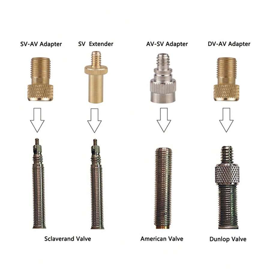 Bộ chuyển đổi van xe đạp, khớp nối bơm hơi, ống van, bộ chuyển đổi van SV AV DV, bơm xe đạp, phụ kiện thiết bị đi xe đạp - Vàng - Xem 1