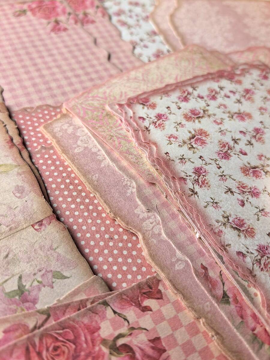 30pcs/Pack Vintage Rose Flower Asymmetrical Frame Decorative Paper, DIY Writable Decoration Scrapbooking Material - BQ1045 - Ver 1