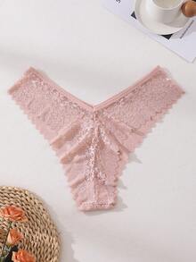 3pcs/Set Plus Size Women Seamless V-Shape Waist Sexy Lace Patchwork Panties Set, Soft Breathable Comfortable, Suitable For Daily Wear, Sports, Yoga And Other Occasions - Multicolor - View 7