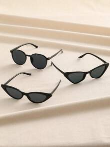 4pcs European And American Square Frame Fashion Glasses, Fashionable Triangle Shaped Glasses Suitable For Teenagers - Multicolor - View 2