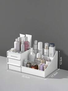 1 Set Makeup Organizer Rack, Vanity Perfume & Skincare Storage Holder, Dual-Layer Elevated Lipstick Stand, Dorm Desktop Storage Box Rack, Display Shelf - Black - View 5