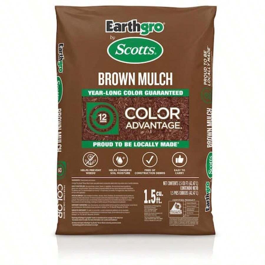 1.5 Cu. Ft. Brown Wood Shredded Bagged Mulch - Brown - 查看 1