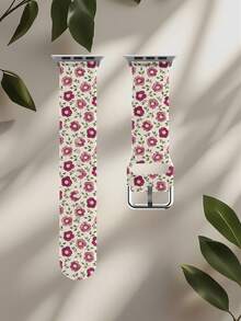 1pc Green Leaf & Purple Flower Soft Elastic Breathable Replacement Watch Band, Compatible With Samsung, Honor Smartwatches, 38mm 40mm 41mm 42mm 46mm 45mm 44mm 49mm, Floral Fashion Casual Silicone Watch Strap For Apple Watch Ultra SE/11/10/9/8/7/6/5/4/3/2/1, Gift - Multicolor - View 15