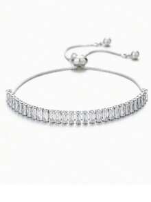 Vòng tay bạc 925 khảm đá Zirconia, thích hợp cho nữ đeo hàng ngày và làm quà tặng. - trắng - Xem 6