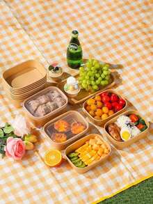 10/5/1pcs Disposable Paper Food Storage Containers With Transparent PP Lids, Dust And Insect Proof, Suitable For Takeout Meal Boxes, Restaurant Takeout Boxes, Home BBQ Trays, Breakfast, Bread And Snack Containers. Paper Material, Leak-Proof, Suitable For Outdoor Picnics, Home Kitchen, Restaurants And Travel. - Multicolor - View 6