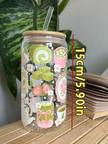 1 Bộ Ly Matcha Thủy Tinh Có Ống Hút, Hình Hũ Có Nắp và Ống Hút, Dung Tích Lớn 16.91oz (khoảng 473ml), Ly uống lạnh, Thích Hợp Cho Cà Phê, Matcha, Nước Ép, Các Loại Đồ Uống, v.v. - Nhiều màu - Xem 6