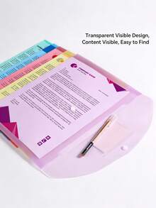 Customizable A4 Rounded Cover Name Card File Folder, Waterproof Transparent Cross-Border Plastic Document Organizer Bag, PP Snap Matte Stationery Bag, Student/Office Document Folder - Multicolor - View 3