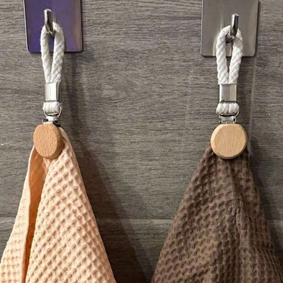 Woven Towel Clips, Multi-Functional Hanging Hooks For Bathroom Storage, Can Clip Socks, Towels Etc., Home Decor For Bathroom, Back To School Season