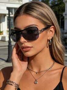 1pc Wraparound Y2K Futuristic Fashion Fashion Glasses - Gradient gray - View 1