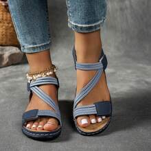 Orthopedic Wedge Sandals Women 2026 Wide Width Platform Sandals With Arch Support Ankle Strap Casual Summer Open Toe Hollow Out Comfortable Vacation Shoes - Màu xanh lam - Xem 3