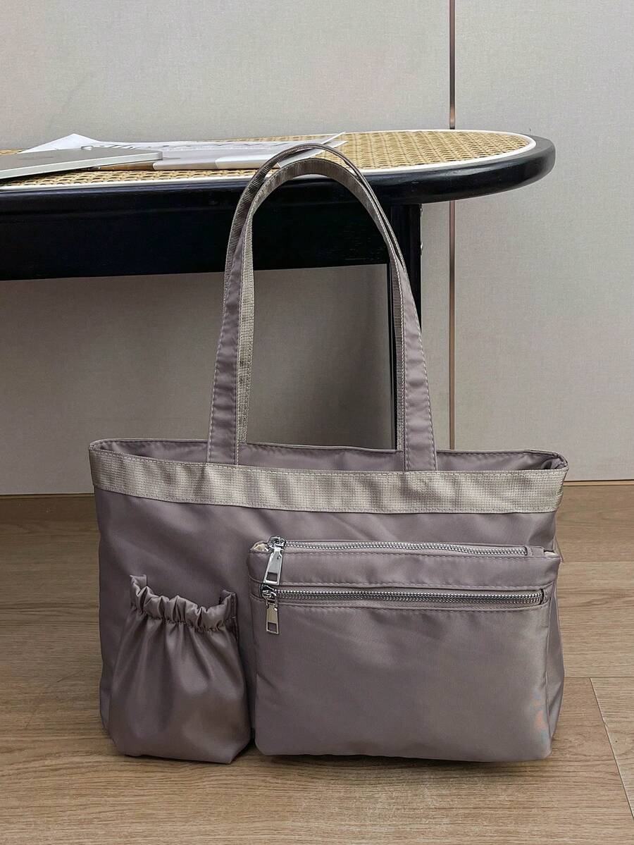 1 pieza Bolso de tela de nailon casual con múltiples bolsillos y cierre de cremallera para mujer, para uso diario