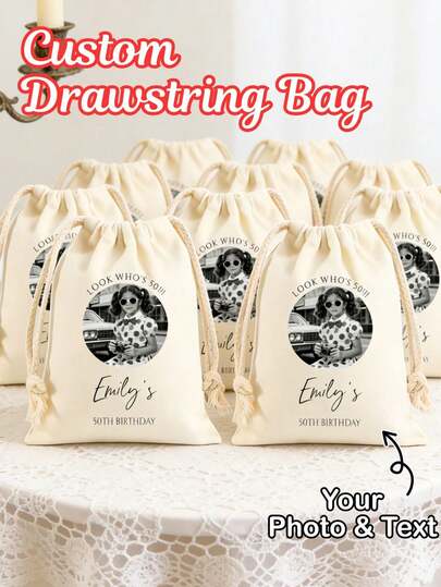 1pc Customizable Drawstring Bag, Personalized Photo Drawstring Bag, Fun Customized Storage Bag, Personalized Photo Birthday Party Storage Bag, Reusable Personalized Storage Bag, Anniversary Gift, Valentine's Day Gift, Birthday Gift, Wedding Gift, Mother's Day Gift, Father's Day Gift, Gift For Best Friend, Gift For Parents, Gift For Boyfriend/Girlfriend, Elegant Gift, Travel Gift, Family Travel Gift, Campus Delivery Decoration