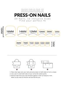 24pcs Short Square Toe Nail Stickers, Beige Tone Glitter Mixed With Solid Beige Nail Decals, Includes 1pc Nail Buffer And 1pc Random Jelly Gel - Multicolor - View 3