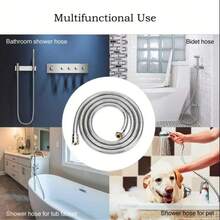 [Ống mềm bằng thép không gỉ] Ống mềm vòi sen bằng thép không gỉ - Bền bỉ, ống nối dài cho phòng tắm với khả năng chịu áp lực nước 8,82LB, phụ kiện vòi sen - vòi sen - Xem 9