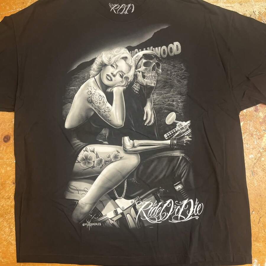 DGA, D Gonzales Art, "Ride Or Die", Ink 's Tee Shirt, 3XL, New With Tag - Black - View 1