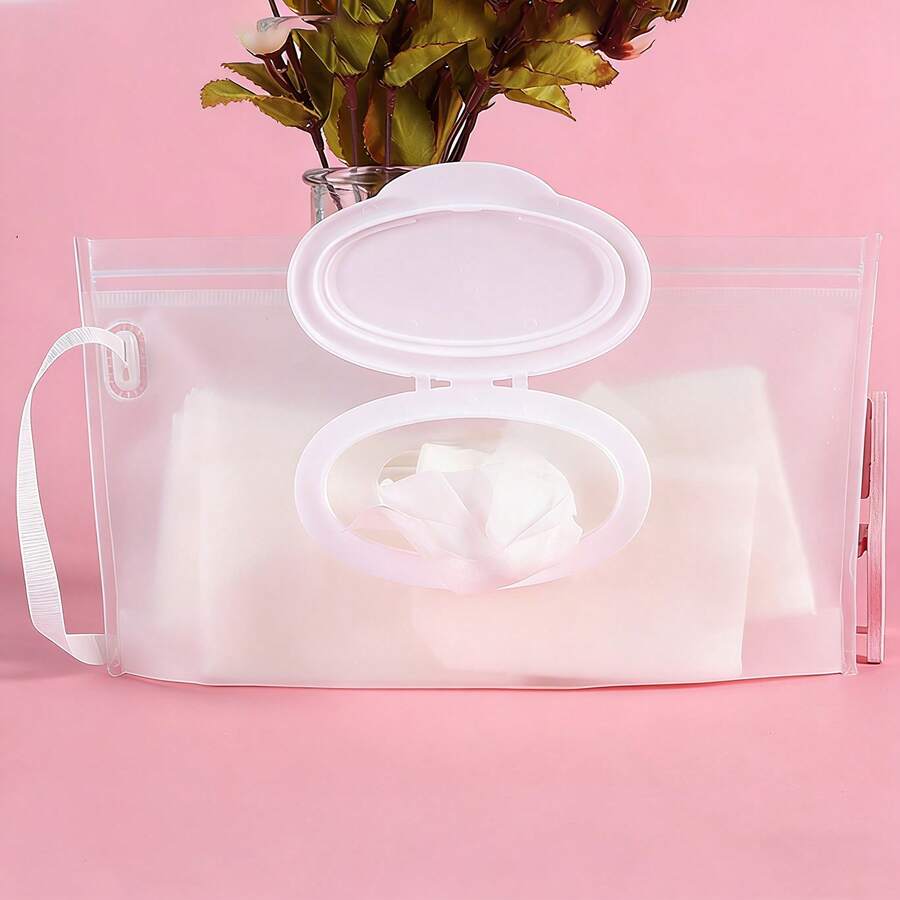 Nueva bolsa con cremallera transparente de EVA portátil - Se puede usar para almacenar toallitas húmedas, máscaras y pañuelos - Blanco - Ver 1